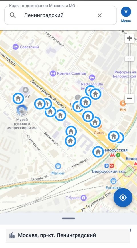 Карта кодов от домофонов: дома с кодами отмечены на карте Москвы
